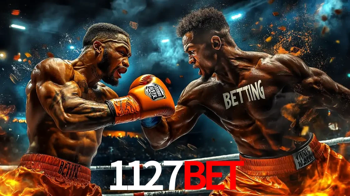 Dois boxeadores em uma luta intensa e explosiva, representando a adrenalina e as oportunidades de apostas em esportes de combate disponíveis na plataforma 1127BET.