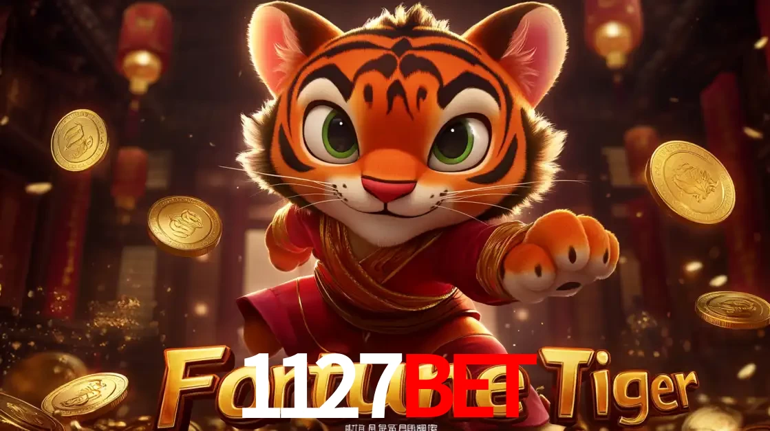 O carismático mascote do jogo de slot Fortune Tiger, um tigre fofo em pose de artes marciais, pronto para trazer sorte e multiplicadores de ganhos no cassino online 1127BET.