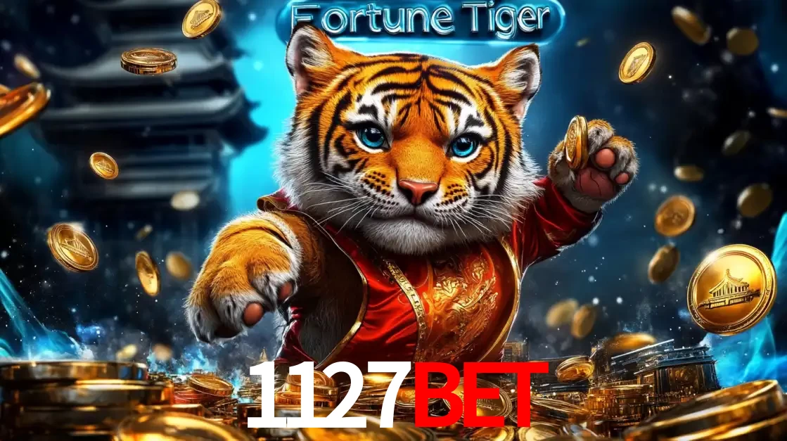 Imagem promocional do jogo de slot Fortune Tiger, com um tigre majestoso em traje tradicional cercado por uma fortuna em moedas de ouro, disponível agora no cassino 1127BET.